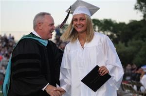 Receiving diploma at graduation 